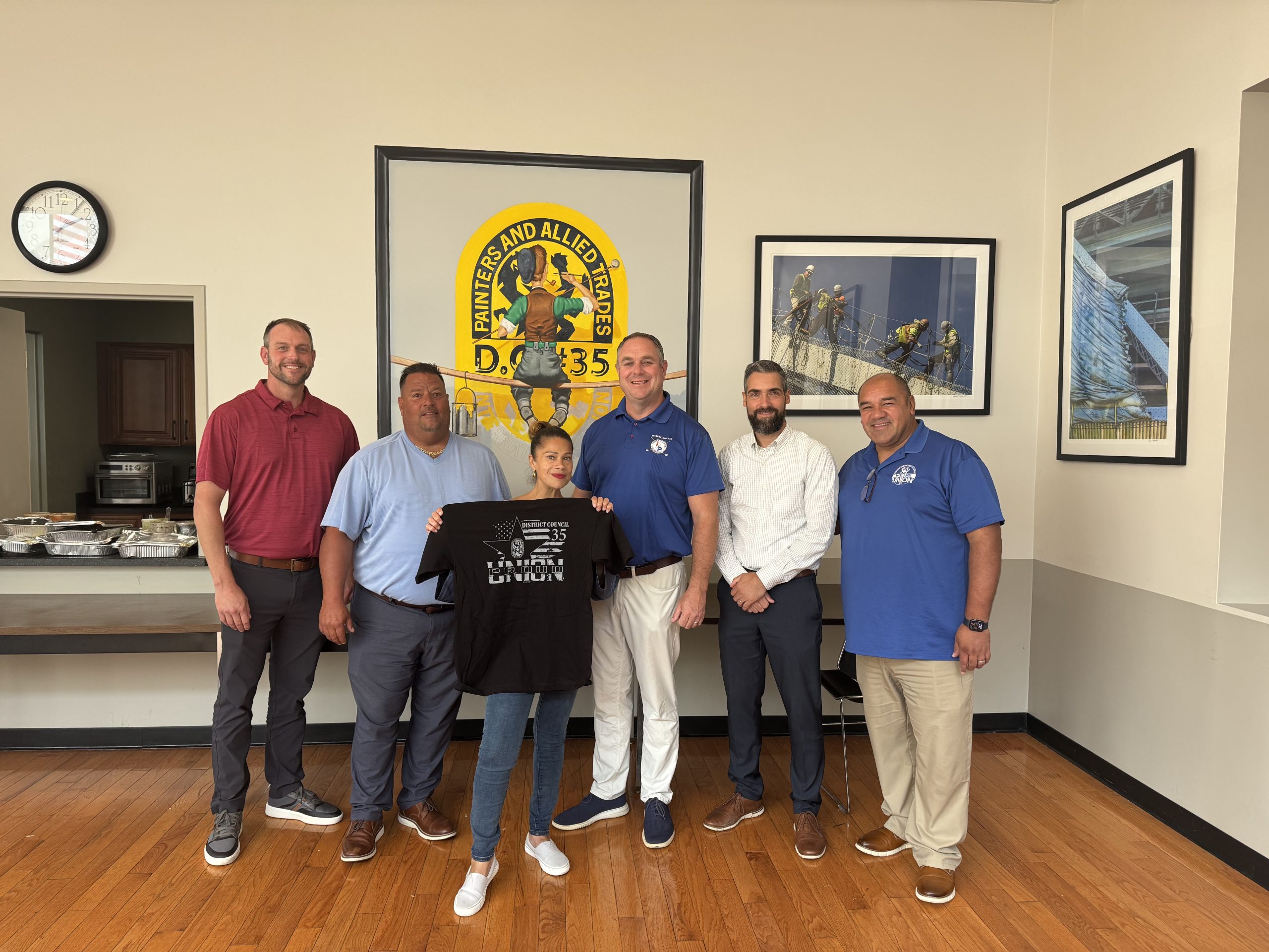 DC 35 members with our endorsed Boston City Councillor At Large Julia Mejia.